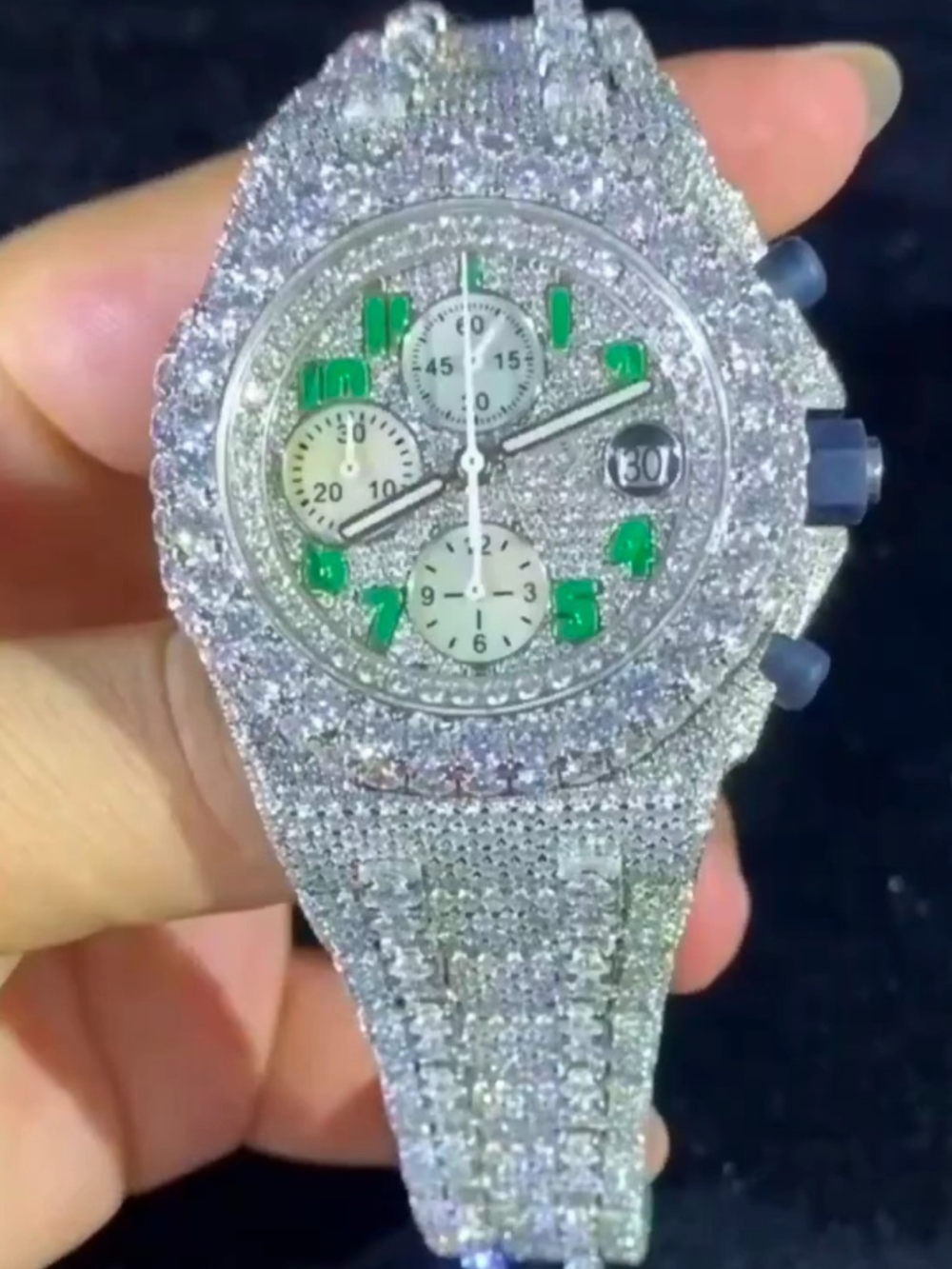 Bold Men’s 44mm Iced Out Watch in 14K White Gold