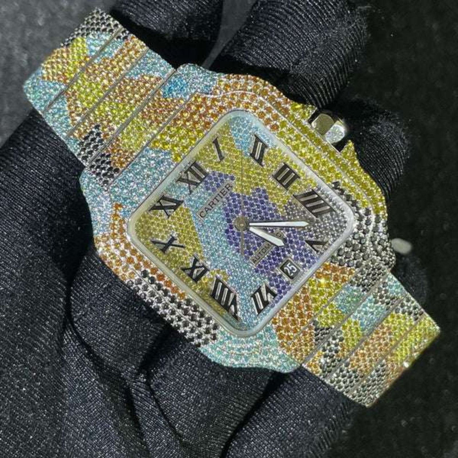 iced out cartier watch