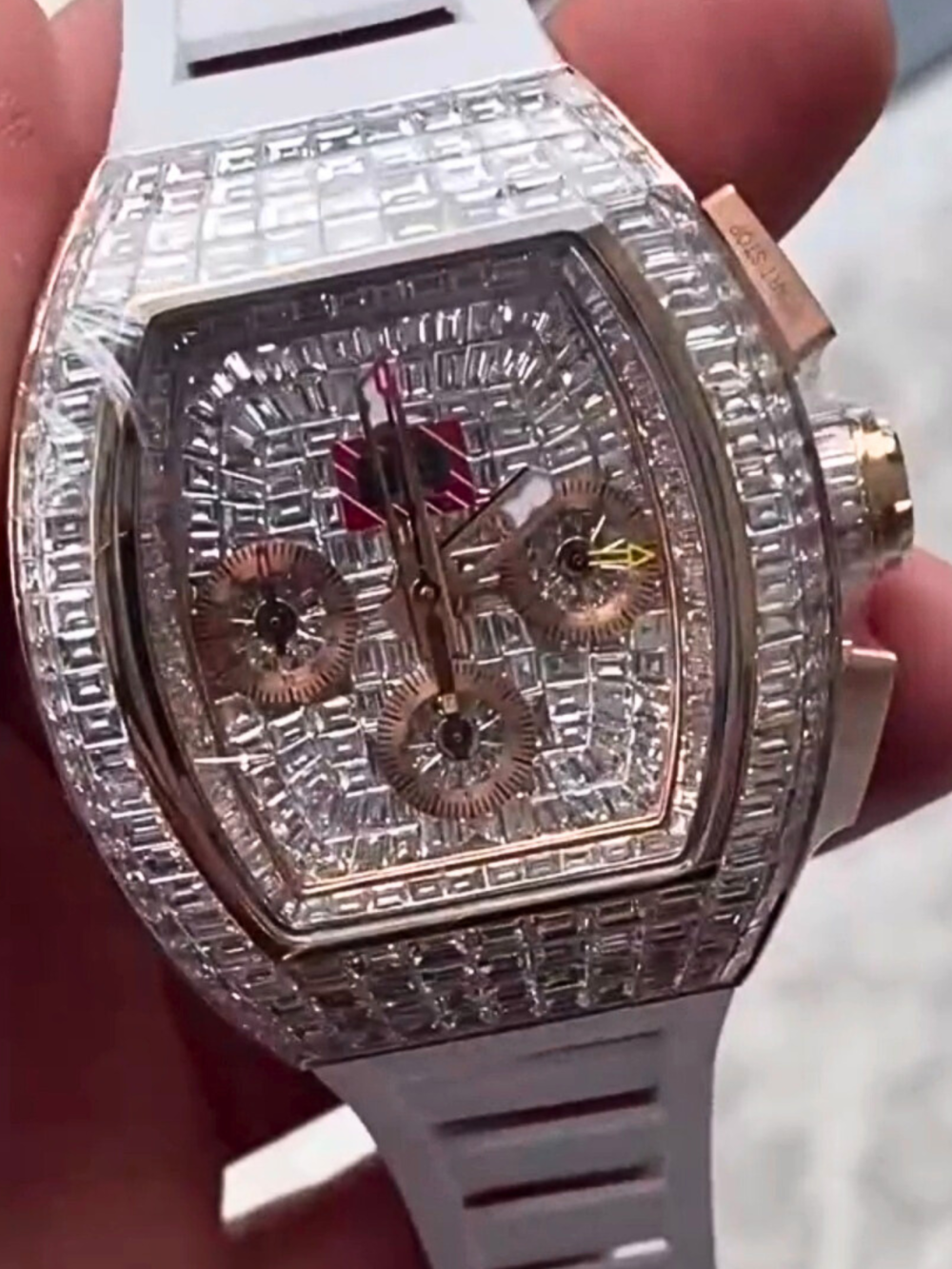 Moissanite Bust Down Watch with Comfortable Silicone Strap