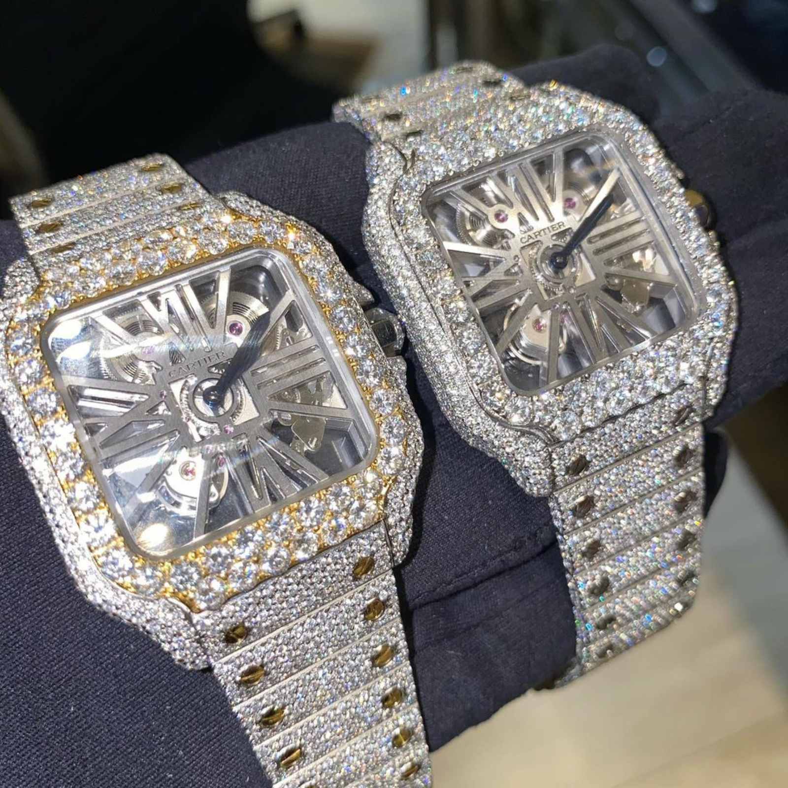 Iced out moissanite watch