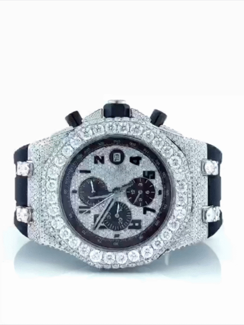 MOISSANITE ICED OUT SILICONE BAND WATCH