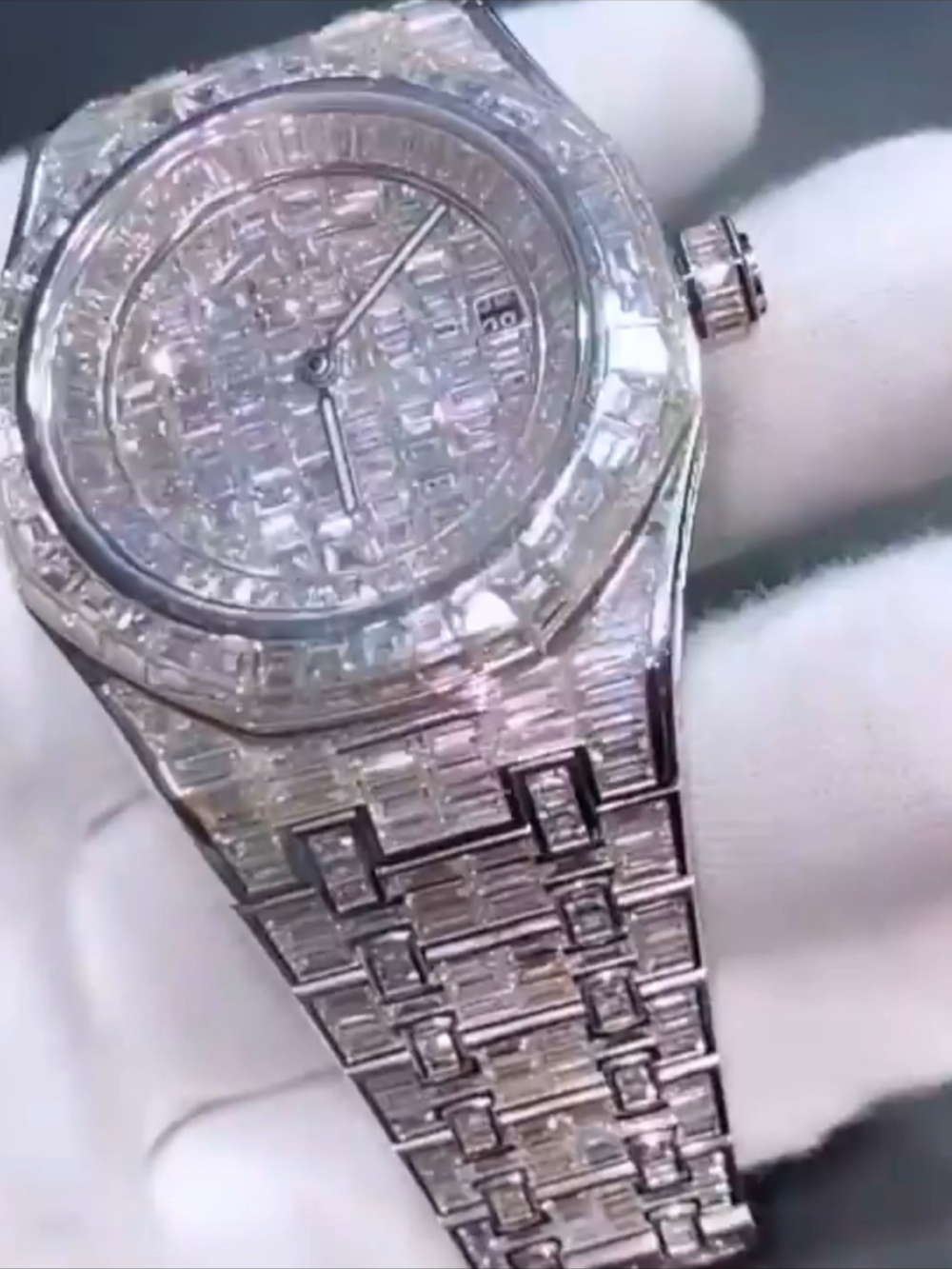 Diamond-Look Moissanite Bust Down Iced Out Watch