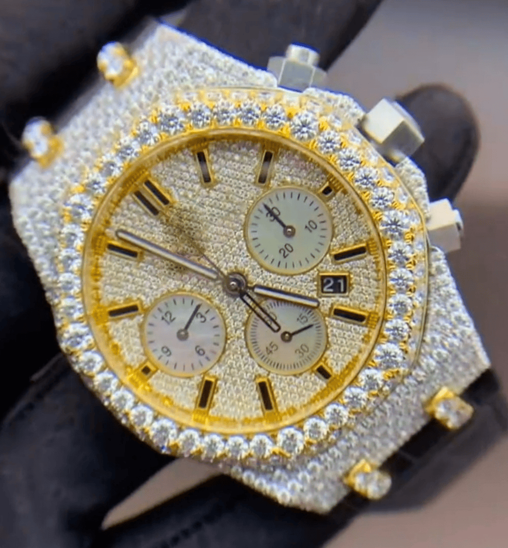 Luxury Moissanite Iced Out Watch with Silicone Strap