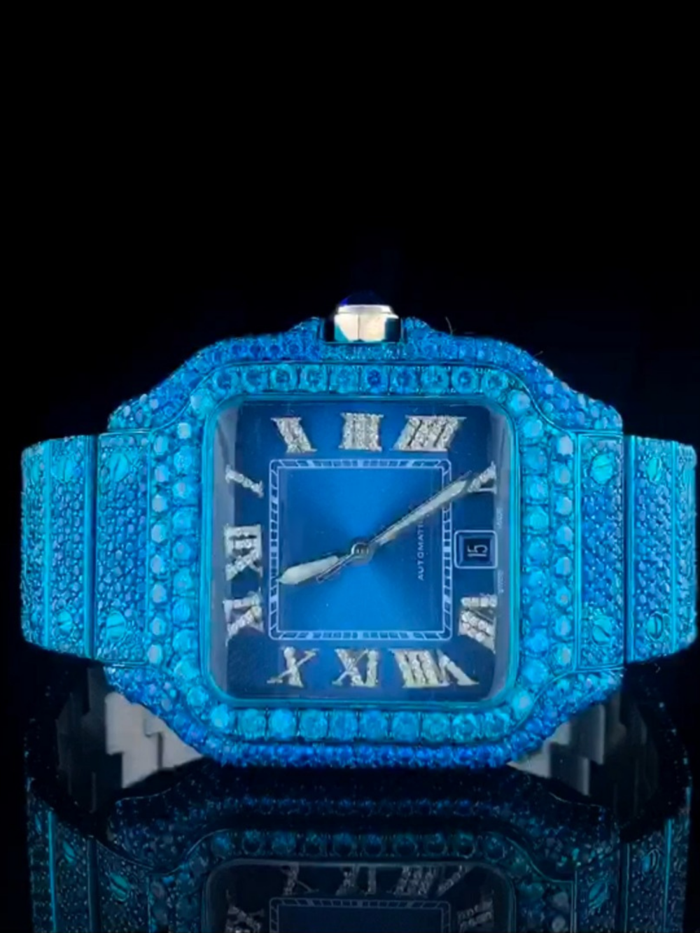 Iced-Out Stainless Steel Statement Watch for Men