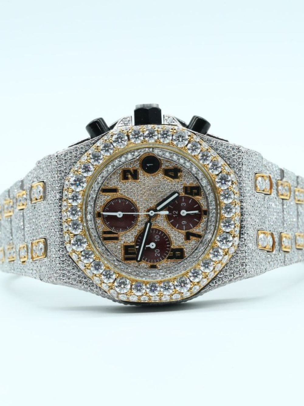 14K White Gold Plated Iced Out Watch for Men 44mm