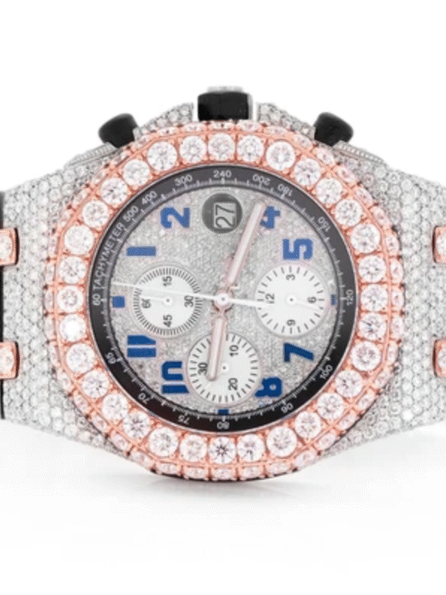 Stainless Steel Skeleton VVS Moissanite Watch for Men
