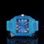 iced out cartier watch moissanite