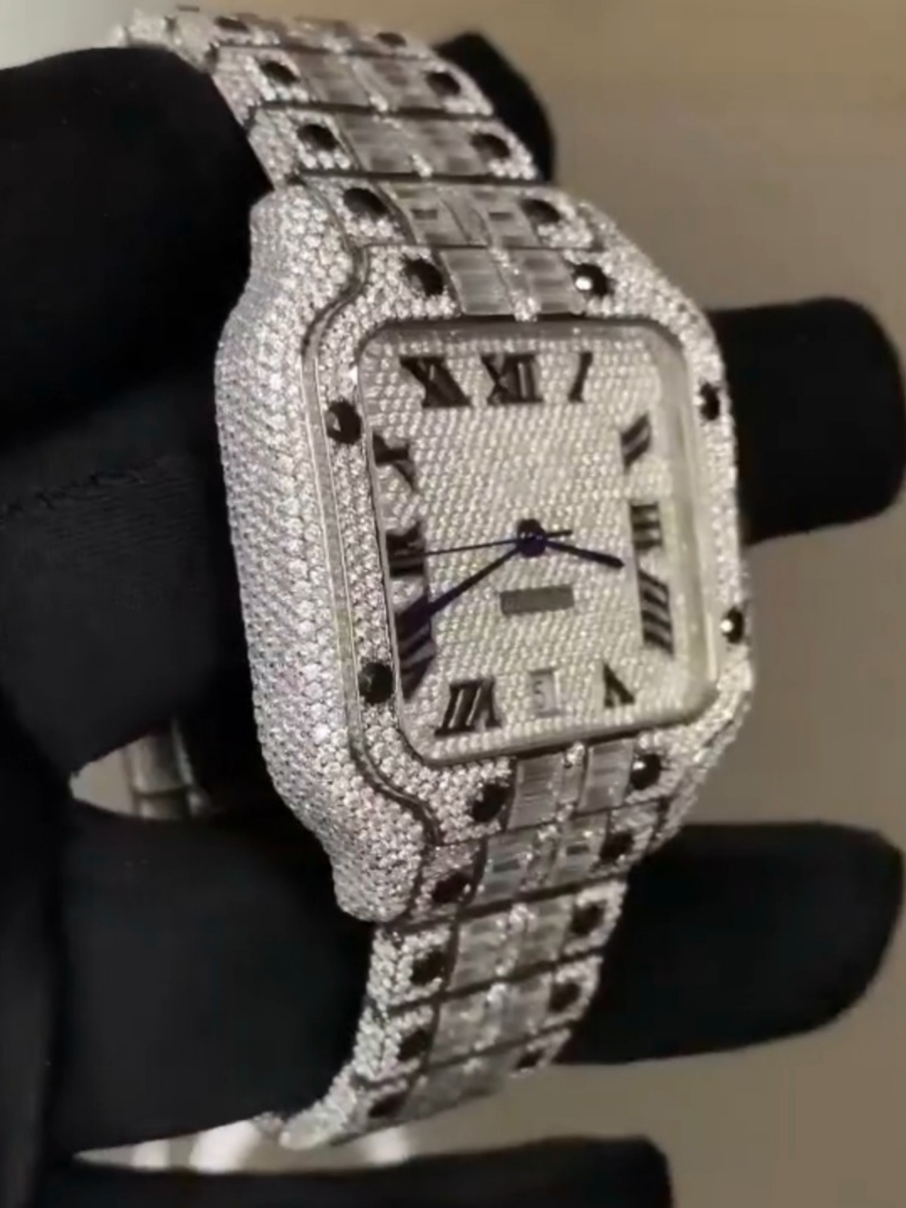 Stylish Bust Down Moissanite Watch for Men Fully Iced Out