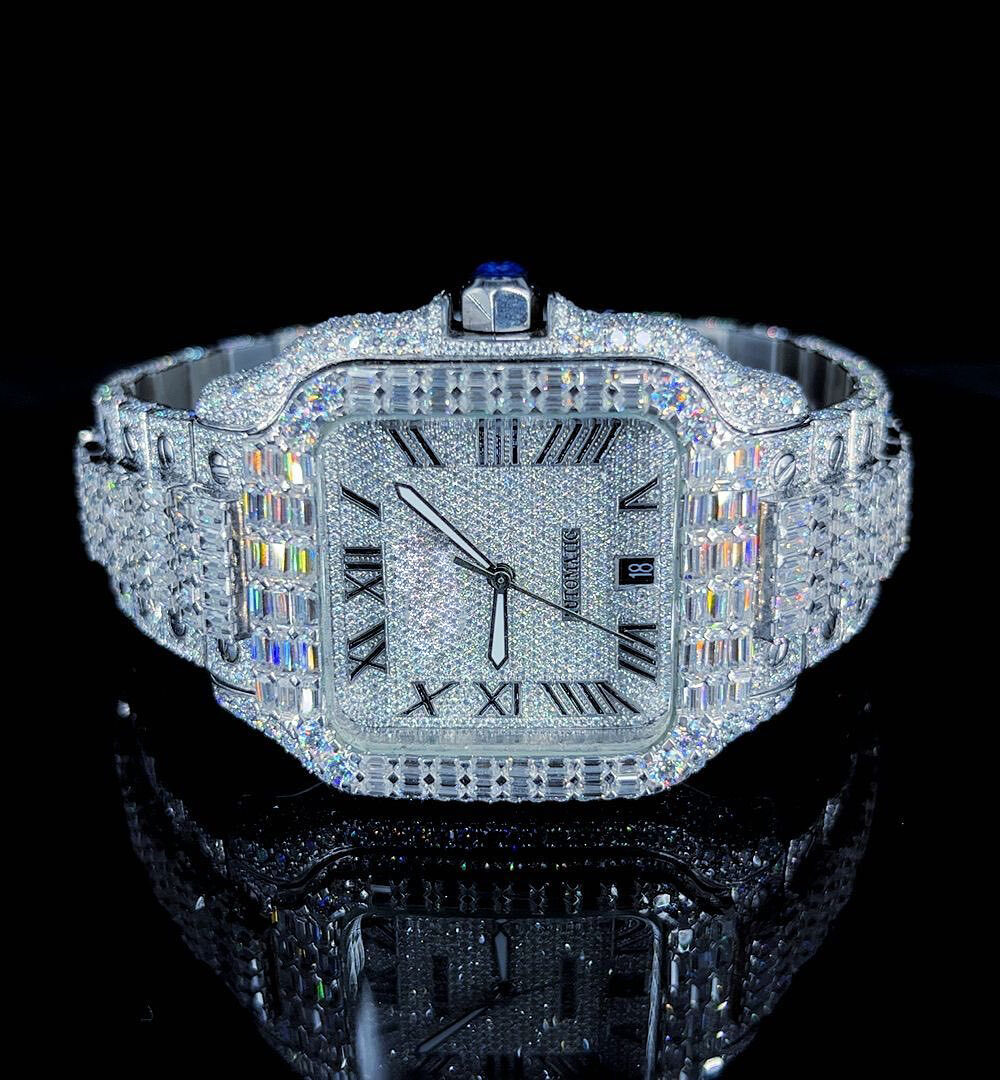 Stainless Steel VVS Moissanite Watch Fully Iced Out Luxury Timepiece