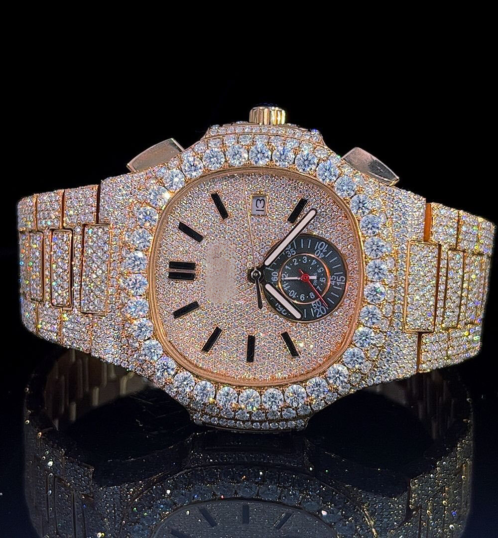 Iced Out Moissanite Diamond Automatic Bust Down Watch