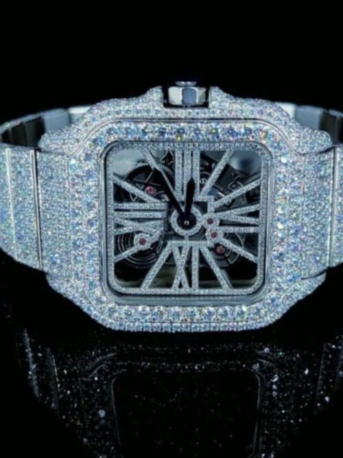Diamond Moissanite watch - full iced out skeleton