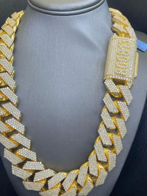 20mm mens Silver with yellow gold plated cuban link chain
