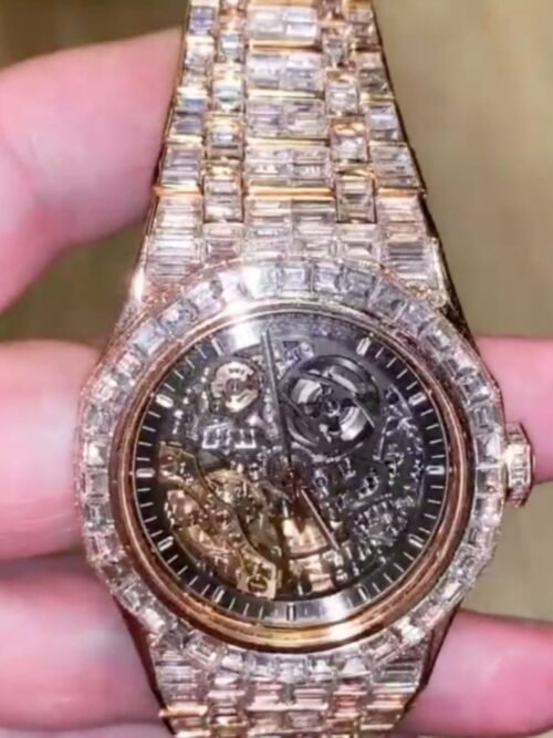 Classic Moissanite Diamond Iced Out Bust Down Automatic Watch