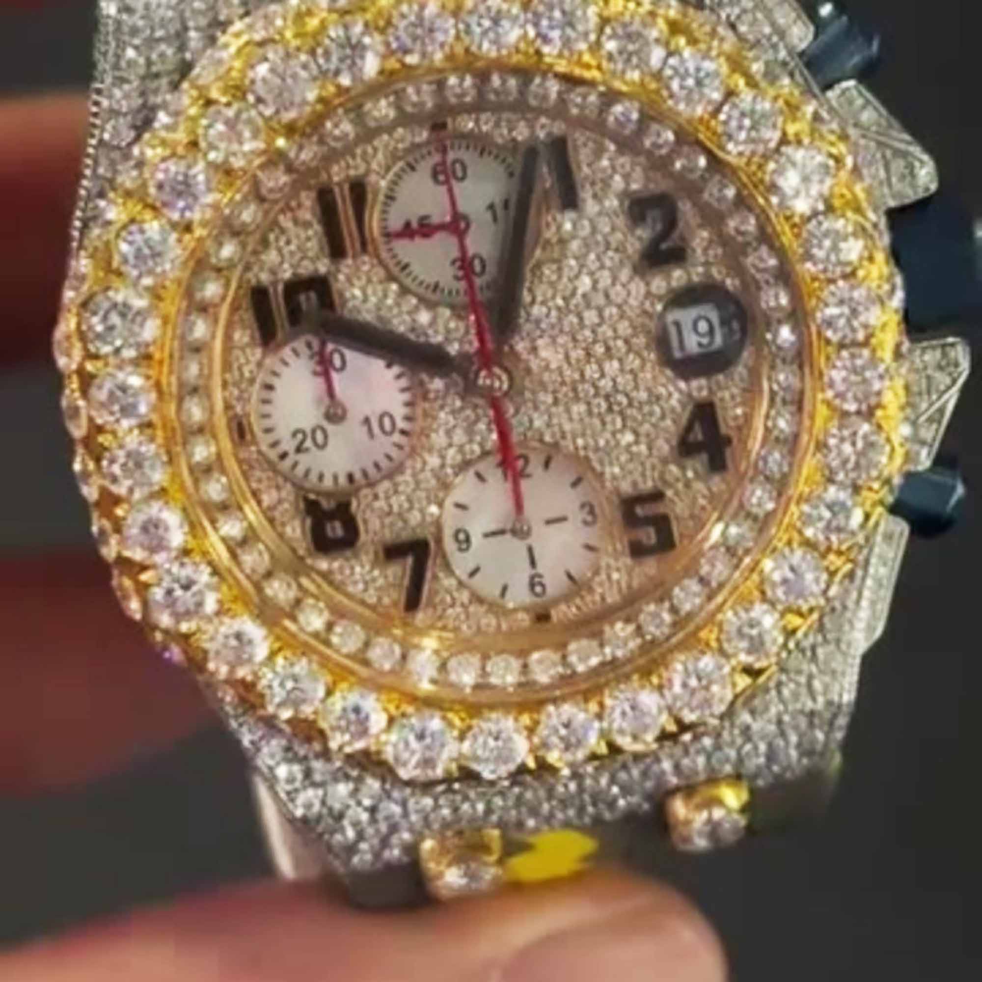 Diamond Moissanite Iced Out Watch | Full Sparkle Design