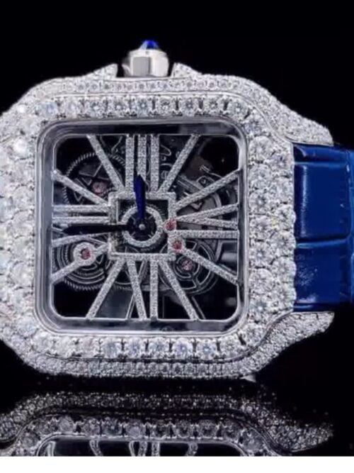 MOISSANITE ICED OUT SILICONE BAND WATCH