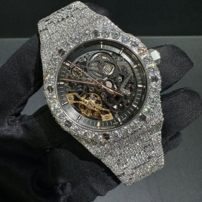 Diamond Moissanite watch - full iced out skeleton - Image 6