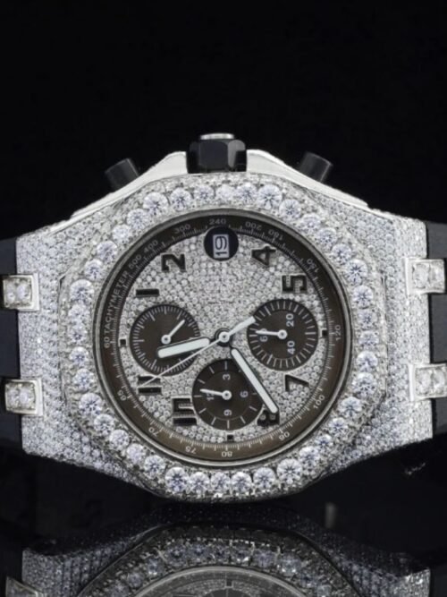MOISSANITE ICED OUT SILICONE BAND WATCH