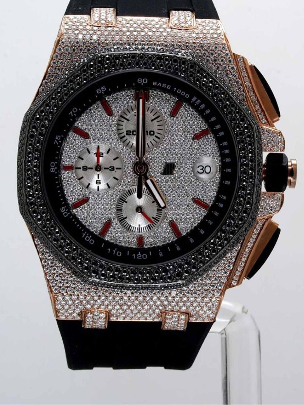 Moissanite Iced Out Watch with Silicone Band
