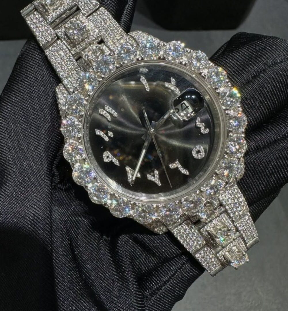 Fully Iced Bust Down Moissanite Watch