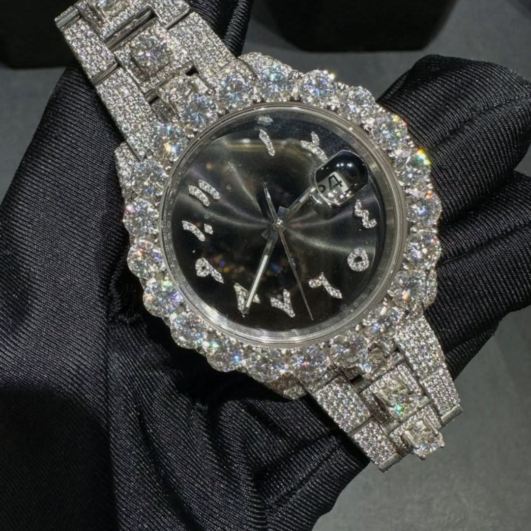 Fully Iced Bust Down Moissanite Watch