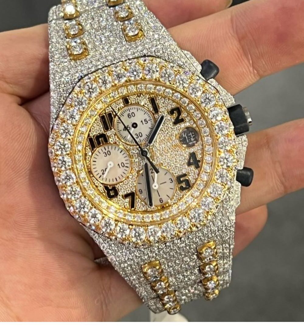 Bust Down Moissanite Watch with Full Iced Stones
