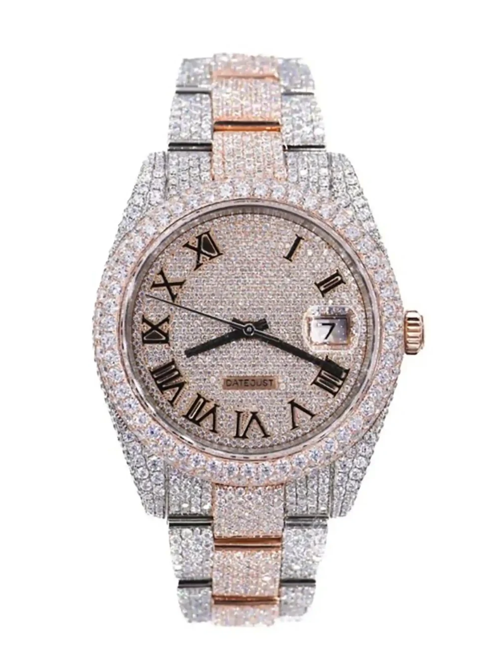 Stainless Steel VVS Moissanite Bust Down Watch