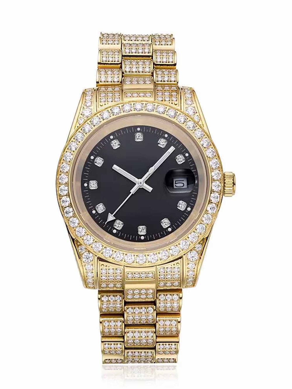 Moissanite Iced Out Watch 18k Gold plated