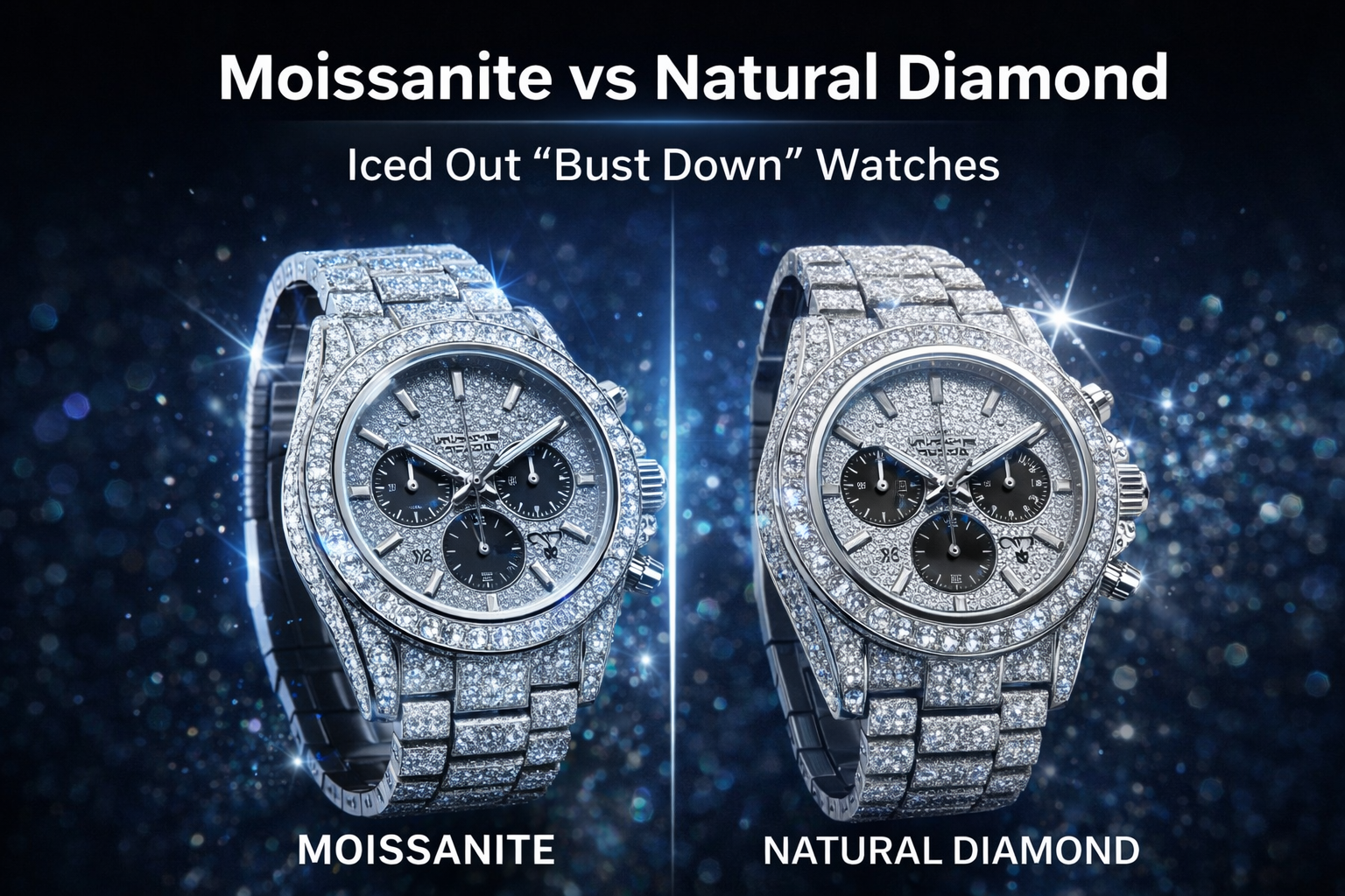 Moissanite vs Natural Diamond: Why Iced Out Moissanite Watches Are Taking Over Bust Down Culture