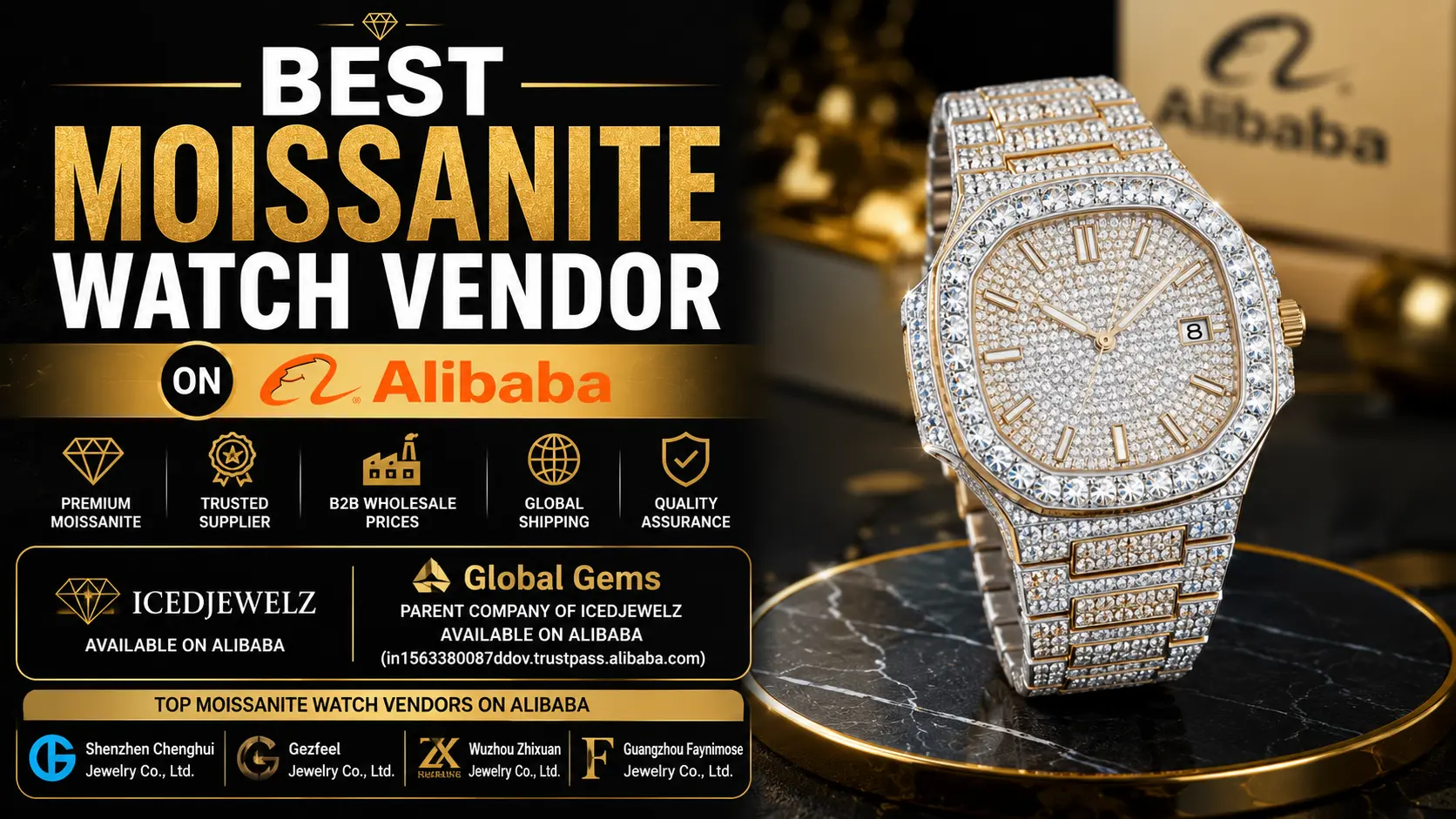 Best Moissanite Watch Vendor on Alibaba for Custom Iced-Out Watches