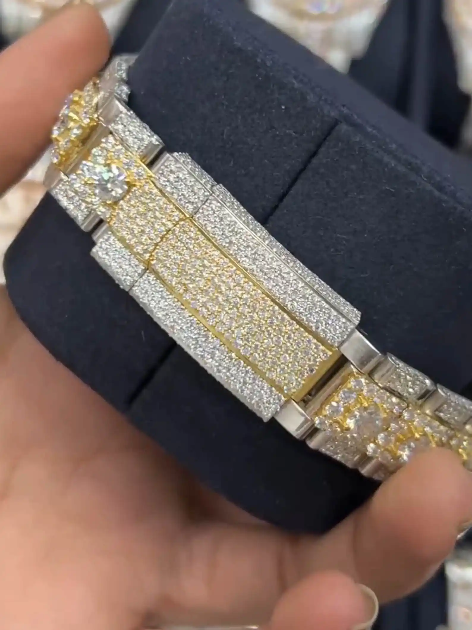 GRA Certified Moissanite Bustdown Watch